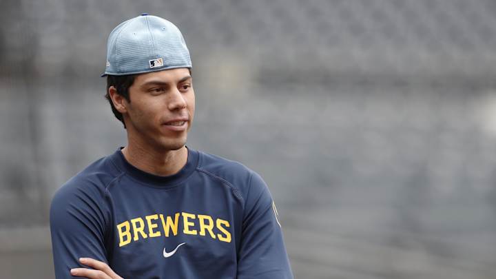 Milwaukee Brewers outfielder Christian Yelich (22) looks on before a game against the Pittsburgh Pirates at PNC Park on Sept 26.