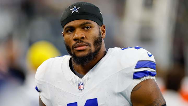 Sep 22, 2024; Arlington, Texas, USA; Dallas Cowboys linebacker Micah Parsons (11) looks on prior to the game against the Baltimore Ravens at AT&T Stadium. Mandatory Credit: Andrew Dieb-Imagn Images