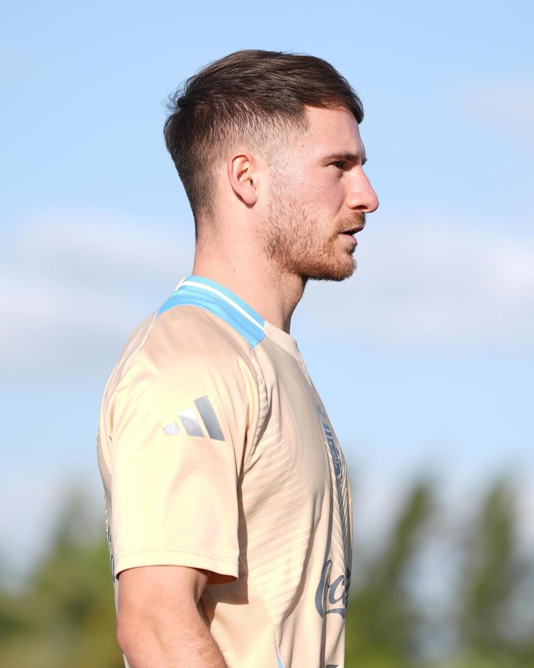 CASUAL SMILE: Liverpool star Mac Allister beams during Argentina training ahead of Paraguay clash